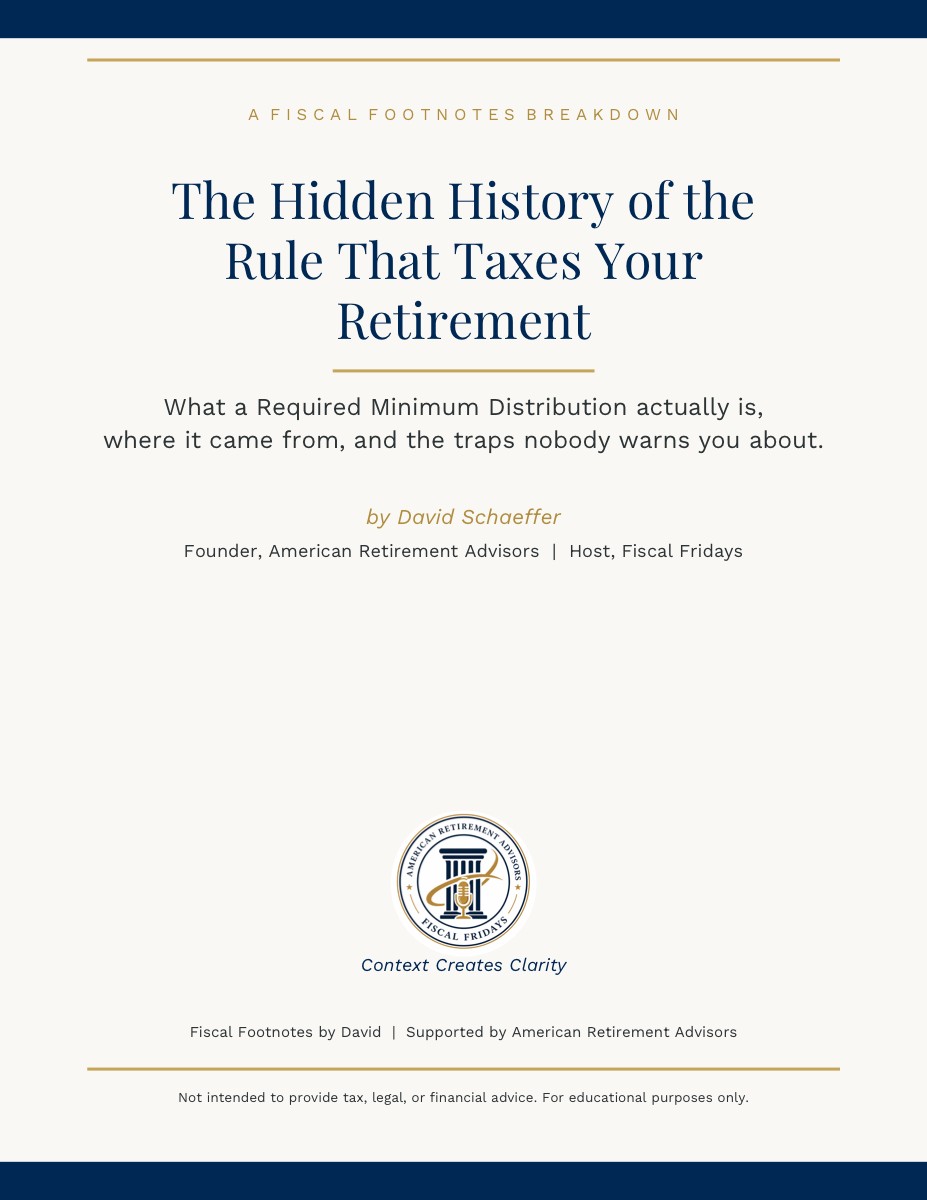 Required Minimum Distributions Fiscal Footnotes guide cover by David Schaeffer